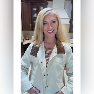 NWT Beige Trench Coat Faux Leather Collar-S